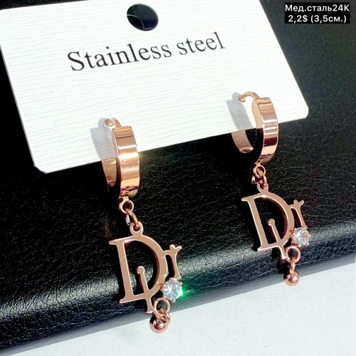 Сережки мед.сталь24К 10551 (3.5см)